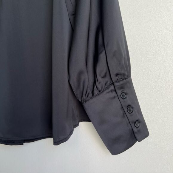 Joie Satin Button Down Blouse in Black - XL - Picture 5 of 8